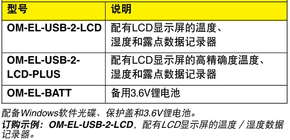 OMEGA奧米佳 OM-EL-USB-2-LCD溫度、濕度和露點數據記錄器 配有LCD顯示屏參數